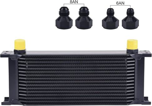 EVIL ENERGY 30 Row Oil Cooler, 10AN Stacked Plate Transmission Engine Cooler Universal British Radiator Aluminium Black in Saudi Arabia
