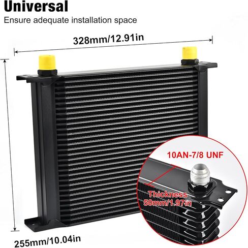 EVIL ENERGY 30 Row Oil Cooler, 10AN Stacked Plate Transmission Engine Cooler Universal British Radiator Aluminium Black in Saudi Arabia