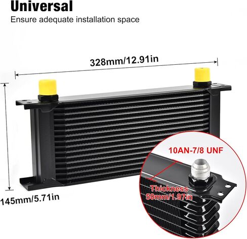 EVIL ENERGY 30 Row Oil Cooler, 10AN Stacked Plate Transmission Engine Cooler Universal British Radiator Aluminium Black in Saudi Arabia