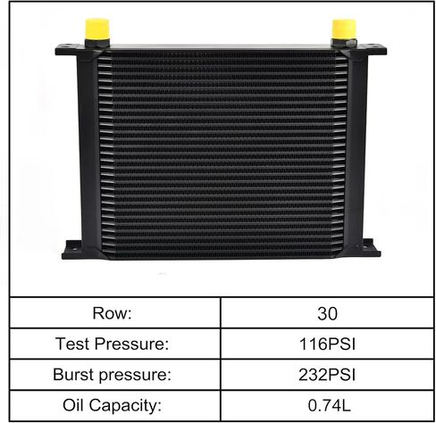 EVIL ENERGY 30 Row Oil Cooler, 10AN Stacked Plate Transmission Engine Cooler Universal British Radiator Aluminium Black in Saudi Arabia