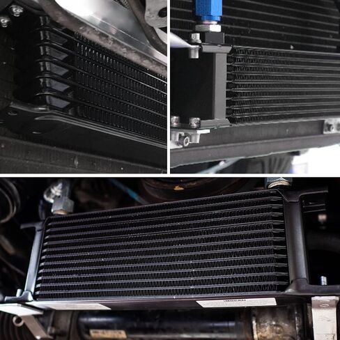 EVIL ENERGY 30 Row Oil Cooler, 10AN Stacked Plate Transmission Engine Cooler Universal British Radiator Aluminium Black in Saudi Arabia