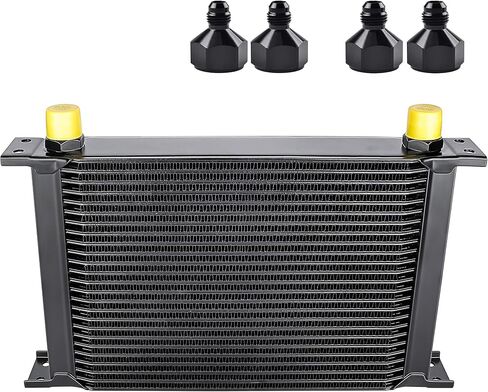 EVIL ENERGY 30 Row Oil Cooler, 10AN Stacked Plate Transmission Engine Cooler Universal British Radiator Aluminium Black in Saudi Arabia