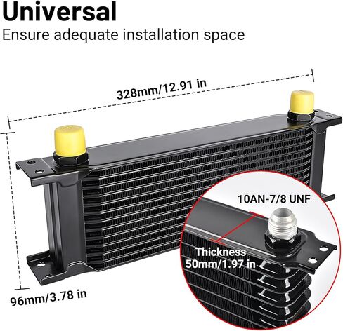 EVIL ENERGY 30 Row Oil Cooler, 10AN Stacked Plate Transmission Engine Cooler Universal British Radiator Aluminium Black in Saudi Arabia