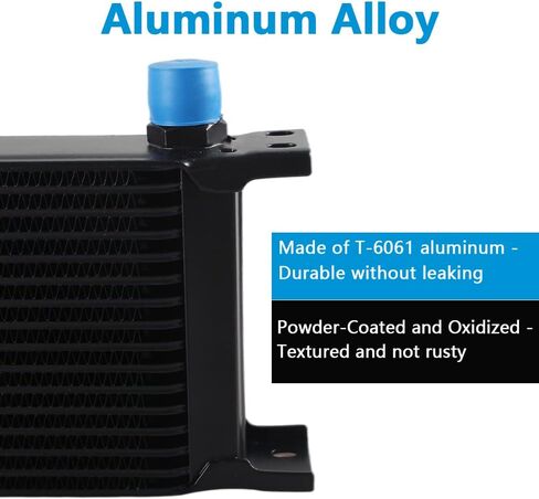 16 Row AN10 10AN Transmission Oil Cooler Kit Stacked Plate With 6AN 8AN Adapter Universal Engine Transmission British Radiator Oil Cooler Condenser Aluminium Alloy Black in Saudi Arabia