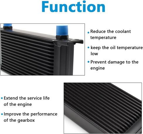 16 Row AN10 10AN Transmission Oil Cooler Kit Stacked Plate With 6AN 8AN Adapter Universal Engine Transmission British Radiator Oil Cooler Condenser Aluminium Alloy Black in Saudi Arabia