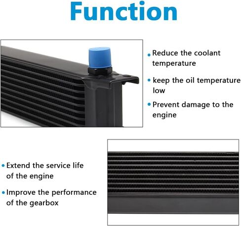16 Row AN10 10AN Transmission Oil Cooler Kit Stacked Plate With 6AN 8AN Adapter Universal Engine Transmission British Radiator Oil Cooler Condenser Aluminium Alloy Black in Saudi Arabia