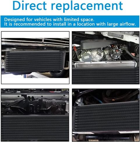 16 Row AN10 10AN Transmission Oil Cooler Kit Stacked Plate With 6AN 8AN Adapter Universal Engine Transmission British Radiator Oil Cooler Condenser Aluminium Alloy Black in Saudi Arabia
