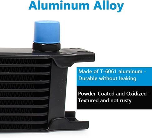 16 Row AN10 10AN Transmission Oil Cooler Kit Stacked Plate With 6AN 8AN Adapter Universal Engine Transmission British Radiator Oil Cooler Condenser Aluminium Alloy Black in Saudi Arabia