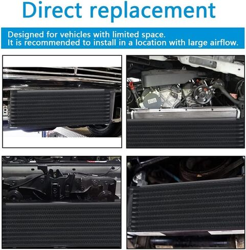 16 Row AN10 10AN Transmission Oil Cooler Kit Stacked Plate With 6AN 8AN Adapter Universal Engine Transmission British Radiator Oil Cooler Condenser Aluminium Alloy Black in Saudi Arabia