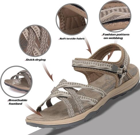 GRITION Women Hiking Sandals Girls, Outdoor Sport Water Shoes, Summer Flat Cross-Tied Sandals Open Toe Adjustable Walking Shoes in Saudi Arabia