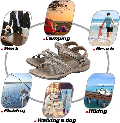 GRITION Women Hiking Sandals Girls, Outdoor Sport Water Shoes, Summer Flat Cross-Tied Sandals Open Toe Adjustable Walking Shoes in Saudi Arabia