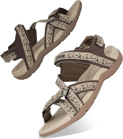 GRITION Women Hiking Sandals Girls, Outdoor Sport Water Shoes, Summer Flat Cross-Tied Sandals Open Toe Adjustable Walking Shoes in Saudi Arabia