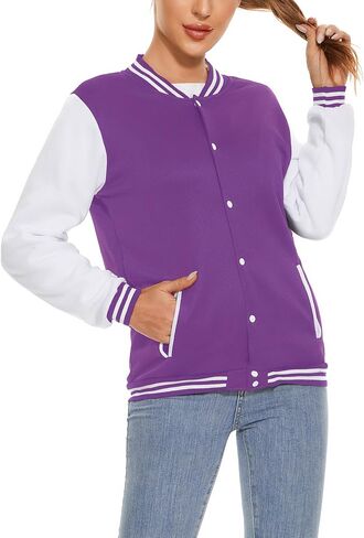 Varsity Jacket Women Men's Baseball School Uniform Button Up Unsex Adult Long Sleeve Coat Fashion Jacket in Saudi Arabia