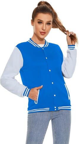 Varsity Jacket Women Men's Baseball School Uniform Button Up Unsex Adult Long Sleeve Coat Fashion Jacket in Saudi Arabia