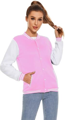 Varsity Jacket Women Men's Baseball School Uniform Button Up Unsex Adult Long Sleeve Coat Fashion Jacket in Saudi Arabia