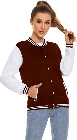 Varsity Jacket Women Men's Baseball School Uniform Button Up Unsex Adult Long Sleeve Coat Fashion Jacket in Saudi Arabia