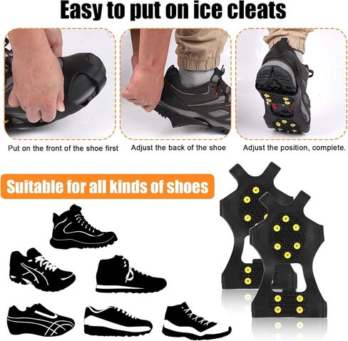 BOXOB 3pcs Ice Fishing Safety Kit, Include Ice Cleat for Boot Retractable Ice Pick Safety Whistle Shoe Ice & Snow Grips Ice Fishing Safety Picks for Shoes Footwear Walking on Snow Ice Fishing Winter in Saudi Arabia