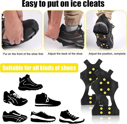 BOXOB 3pcs Ice Fishing Safety Kit, Include Ice Cleat for Boot Retractable Ice Pick Safety Whistle Shoe Ice & Snow Grips Ice Fishing Safety Picks for Shoes Footwear Walking on Snow Ice Fishing Winter in Saudi Arabia
