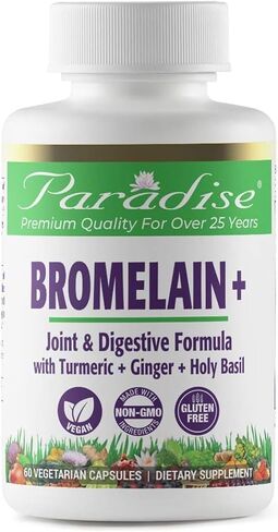 Paradise Herbs Bromelain Supplement, Vegan, Non GMO, Gluten Free, 60 Vegetarian Capsules in Kuwait