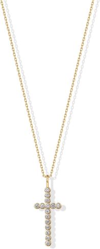 PAVOI 14K Gold Plated Cubic Zirconia Cross Pendant Necklaces for Women | Linear Bezel CZ Religious Cross Faith Pendant Necklace in Saudi Arabia