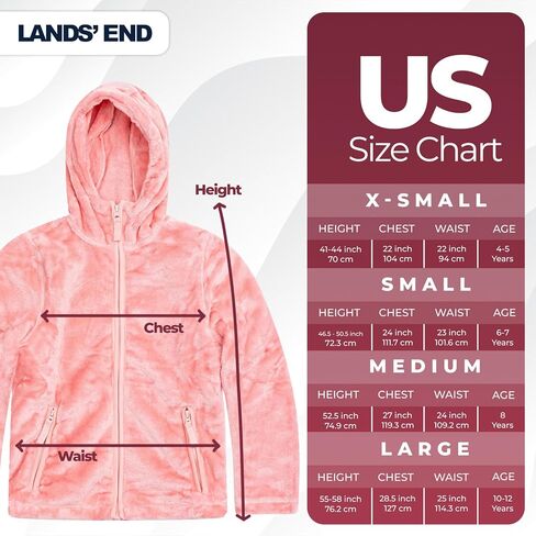 Lands' End Girls Softest Fleece Full Zip Hoodie Sweatshirt (XS-L) in Kuwait