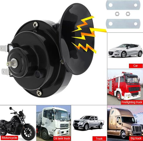 Windance 12V Super Loud Snail Horn 410HZ 510HZ High Low Tone for Any Vehicles yachts boats Waterproof Motorcycle Horn (Black 2pcs) in Kuwait
