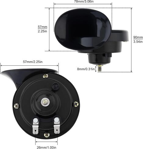 Windance 12V Super Loud Snail Horn 410HZ 510HZ High Low Tone for Any Vehicles yachts boats Waterproof Motorcycle Horn (Black 2pcs) in Kuwait