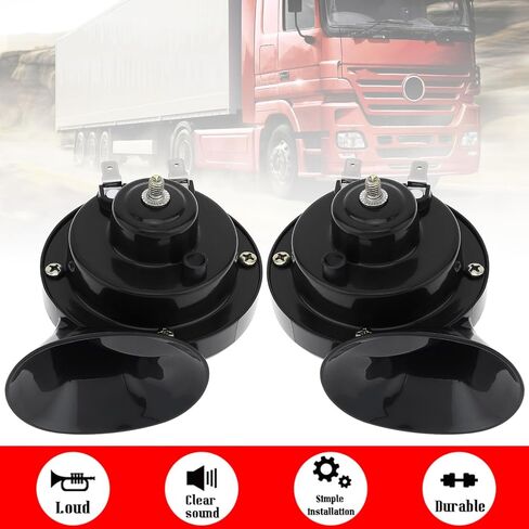 Windance 12V Super Loud Snail Horn 410HZ 510HZ High Low Tone for Any Vehicles yachts boats Waterproof Motorcycle Horn (Black 2pcs) in Kuwait