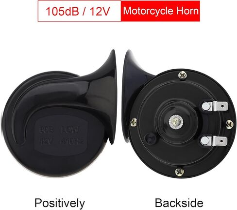 Windance 12V Super Loud Snail Horn 410HZ 510HZ High Low Tone for Any Vehicles yachts boats Waterproof Motorcycle Horn (Black 2pcs) in Kuwait