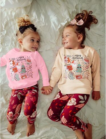 BOUTIKOME Girls Christmas Sweatshirt Kids Merry Christmas Shirt Cute Xmas Doodle Graphic Crewneck Pullover Top 6-12 Years in Kuwait