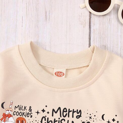 BOUTIKOME Girls Christmas Sweatshirt Kids Merry Christmas Shirt Cute Xmas Doodle Graphic Crewneck Pullover Top 6-12 Years in Kuwait