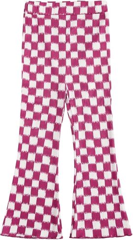 SOLY HUX Toddler Girl's Checkered Flare Leggings High Waisted Bell Bottom Pants Workout Athletic Trousers in Saudi Arabia