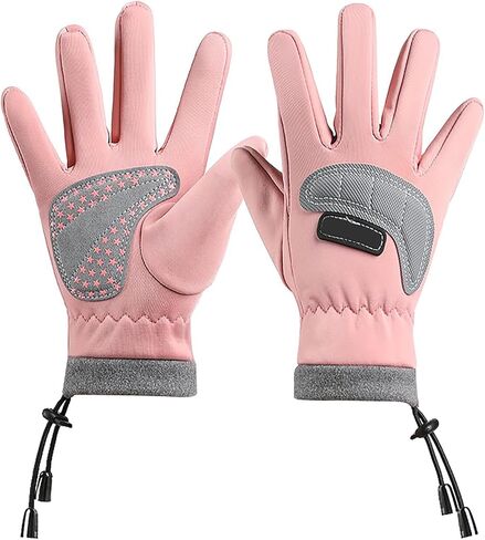 JIAHG Kids Winter Ski Snow Gloves Full-Finger Fleece Lined Waterproof Gloves for Boys Girls Outdoor Cycling Skiing Mittens in Kuwait