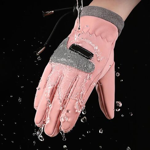 JIAHG Kids Winter Ski Snow Gloves Full-Finger Fleece Lined Waterproof Gloves for Boys Girls Outdoor Cycling Skiing Mittens in Kuwait