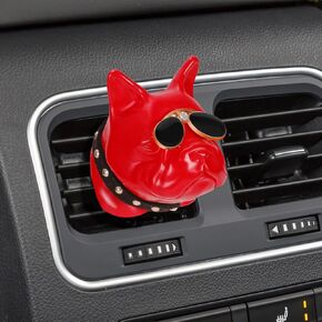 French Bulldog with Sunglasses Car Aromatherapy Essential Oil Diffuser, Red Gypsum Car Air Freshener Vent Clip Locket Car Oil Diffuser Air Vent Decorations for Car, Living Room, Office