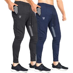ZENWILL Mens Tapered Workout Running Pants,Gym Jogger Training Sweatpants Slim Fit with Zip Pockets