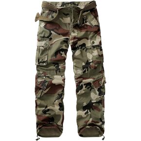 TRGPSG Men's Wild Cargo Pants, Camo Pants Cotton Casual Work Hiking Pants with 8 Pockets