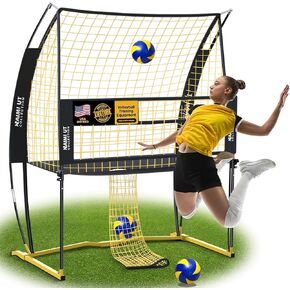 Volleyball Practice Equipment Training Net Station; Portable Indoor/Outdoor Volleyball Net; Adjustable Spike Training Equipment; Improve Accuracy, Technique, Skill; Easy Assembly & Storage (8X10)