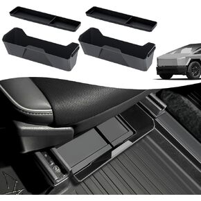 2PCS Front Under Seat Storage Box for Tesla Cybertruck 2024 Under Seat Organizer Hidden with Silicone Pad for Cybertruck Accessories