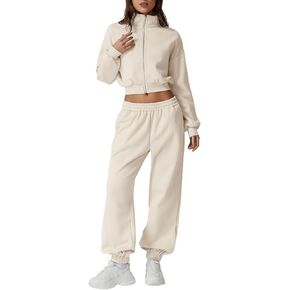 QINSEN Womens 2 Piece Oufits Full Zip Jacket Long Sleeve Sweatsuits Fleece Lounge Tracksuit with Joggers