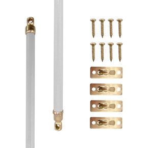 Amazing Drapery Hardware White Swivel Sash Curtain Rods with Brass Ends, Set of 2 (Hardware Included) - Adjustable Length 21-38 Inches, Easy to Install Metal Rods for Doors, Windows, and Sidelights