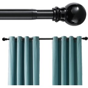 Curtain Rods for Windows 32 to 52 Inch - 1 Inch Heavy Duty Black Curtain Rods with Brackets - Adjustable Window Curtains Rod for Door, Bedroom, Drapery, Valance, Kitchen, Bathroom