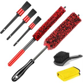 Car Wheel Rim Tire Brush Set, Car Detailing Wash Kit, Long Soft Wheel Brush, Car Detail Brushes Accessories for Automotive Cleaning Wheels, Interior,Exterior,Dirty Tires