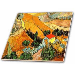 3dRose ct_48156_4 Van Gogh Landscape Ceramic Tile, 12-Inch