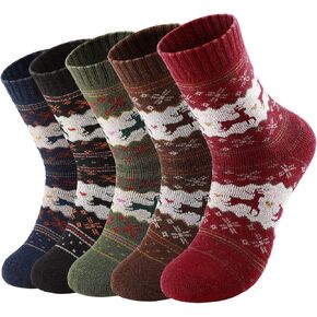 Wool Socks for Women - 5 Pairs Soft Cozy Knit Womens Wool Socks, Winter Warm Wool Socks for Women Men
