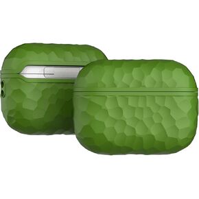 Airpods Pro 2 Case Imitation Hammered Texture Design Airpods Pro 2nd Generation Full Protective Silicone Case Military Grade Shockproof Case Supports Wireless Charging (Green)