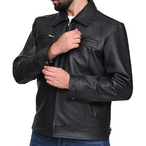 Black Genuine Cowhide Casual Leather Jacket for Men | Classic Style Jacket with a Clean Subtle Look