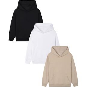 EXARUS 3 Pack Boys Hoodie Letter Print Sweatshirt Kids Hooded Pullover Graphic Long Sleeve Teen Casual School 6-14Y