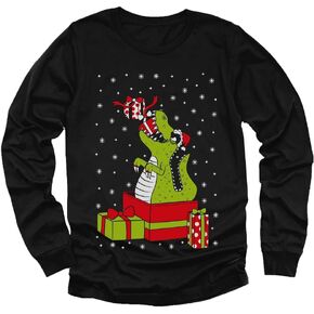 T-Rex Dinosaur Ugly Xmas Sweater Toddler Kids Long Sleeve T-Shirt