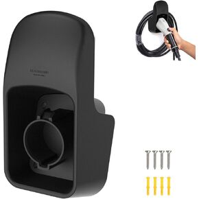 EV Charger Holder SAE J1772 Wall Mount, with Screws Outdoor/Indoor, Non-Rust Electric Vehicle Connector Nozzle Holster Dock, EV Accessories